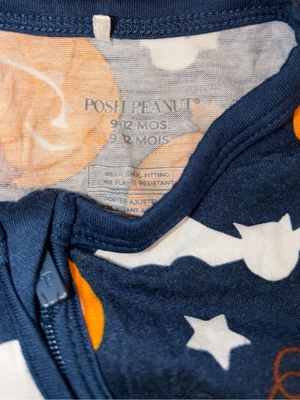 Posh Peanut Bamboo Spooky Pumpkins Navy & Orange Halloween Zip Pajamas - Picture 2 of 4